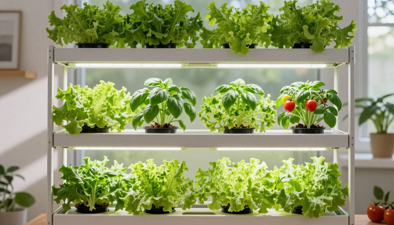Best plants for hydroponic gardening growing in a modern indoor system with LED lights