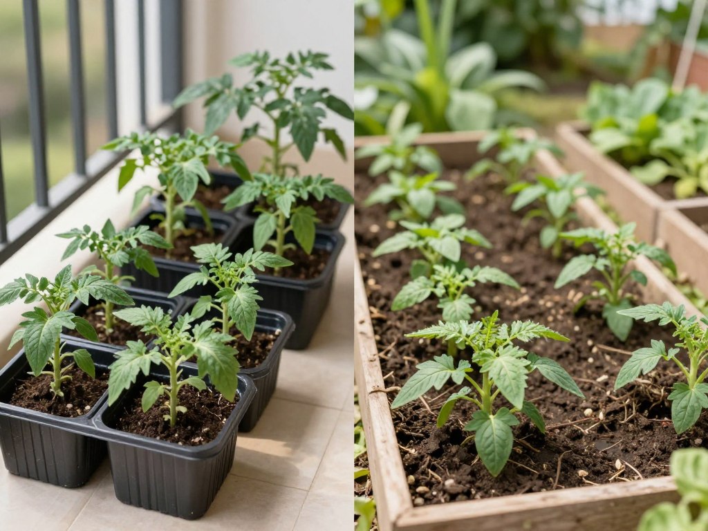 Comparison of balcony container garden versus traditional garden setup