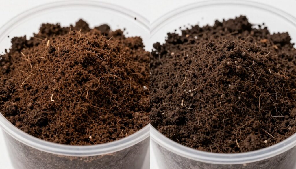 Comparison of fresh fluffy potting soil versus old compacted soil Comparison of fresh fluffy potting soil versus old compacted soil