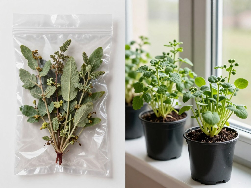 Comparison of store-bought herbs versus fresh herbs from a windowsill garden Comparison of store-bought herbs versus fresh herbs from a windowsill garden