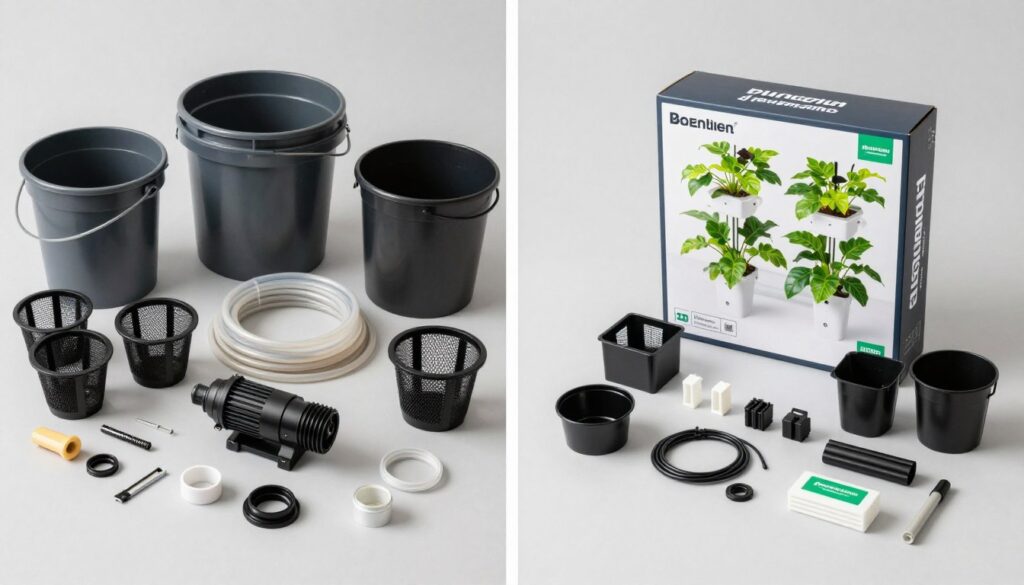 DIY hydroponic components versus complete commercial kit comparison