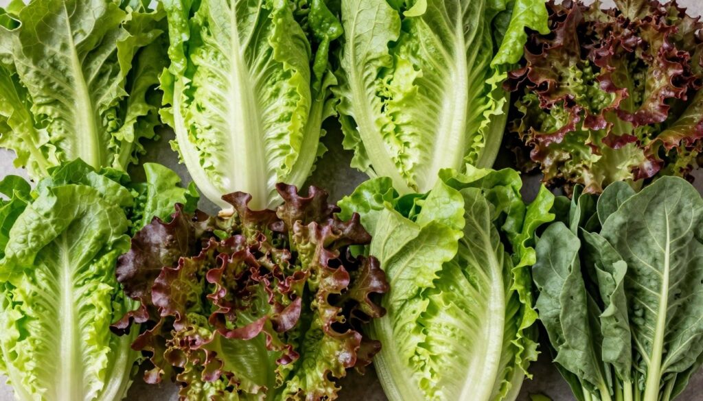 Different lettuce varieties including butterhead, romaine, and leaf lettuce types Different lettuce varieties including butterhead, romaine, and leaf lettuce types
