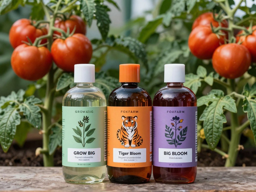 FoxFarm Nutrient Trio bottles Grow Big Tiger Bloom Big Bloom arranged together FoxFarm Nutrient Trio bottles Grow Big Tiger Bloom Big Bloom arranged together