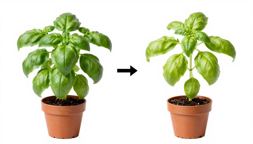 Healthy indoor herbs showing proper growth compared to common problem signs