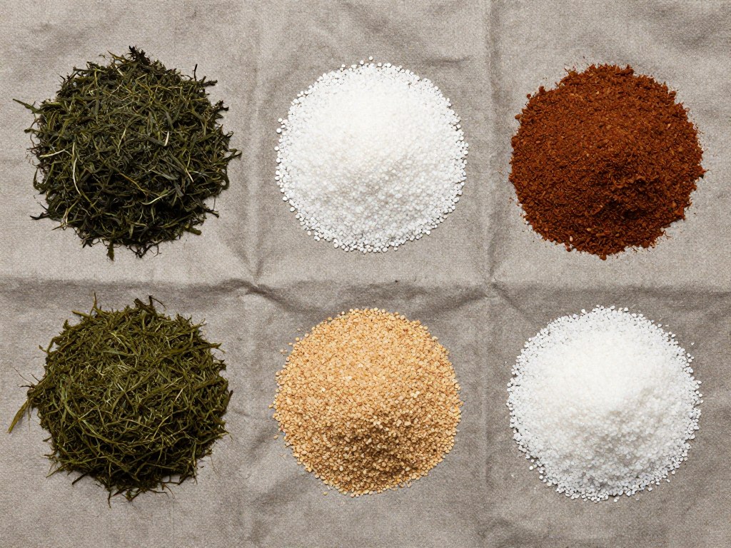 Ingredients for homemade potting mix laid out separately