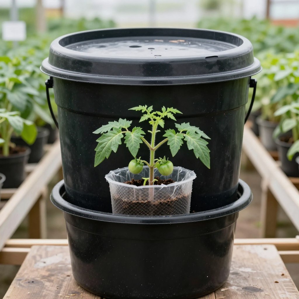Large bucket Kratky setup for tomatoes
