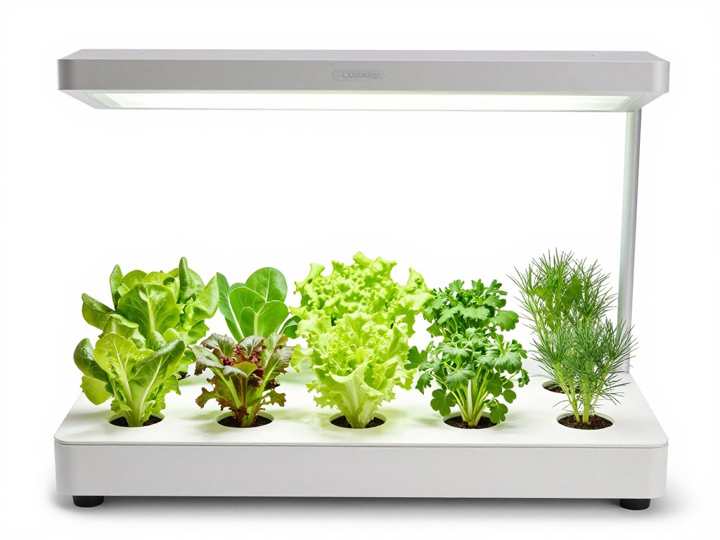 Moistenland hydroponic system with ten growing pods and full spectrum lighting