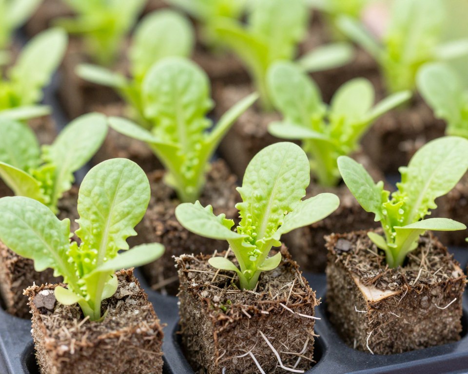 Seedlings in rockwool cubes ready for transplant to Kratky system Seedlings in rockwool cubes ready for transplant to Kratky system