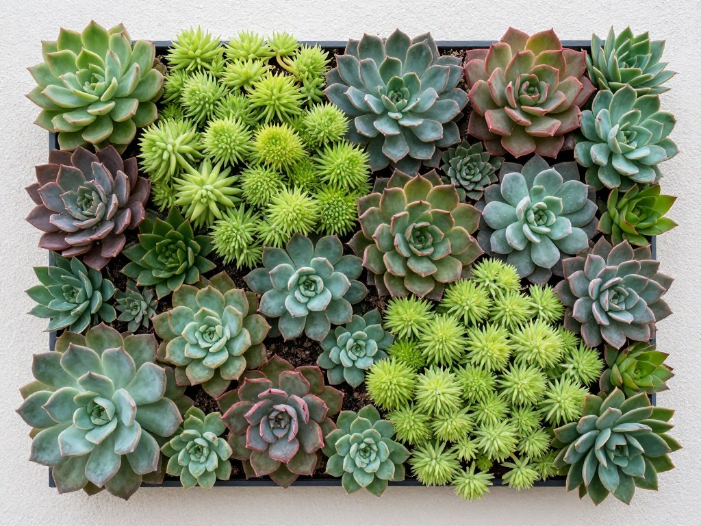Succulent vertical garden wall display
