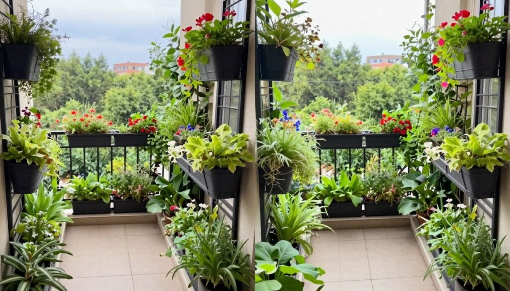 Thriving vertical balcony garden transformation