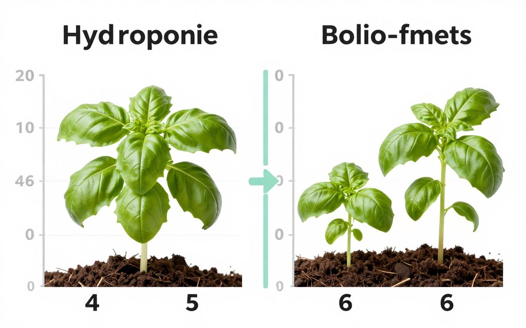 Time-lapse comparison showing faster growth in hydroponic vs soil herbs Time-lapse comparison showing faster growth in hydroponic vs soil herbs