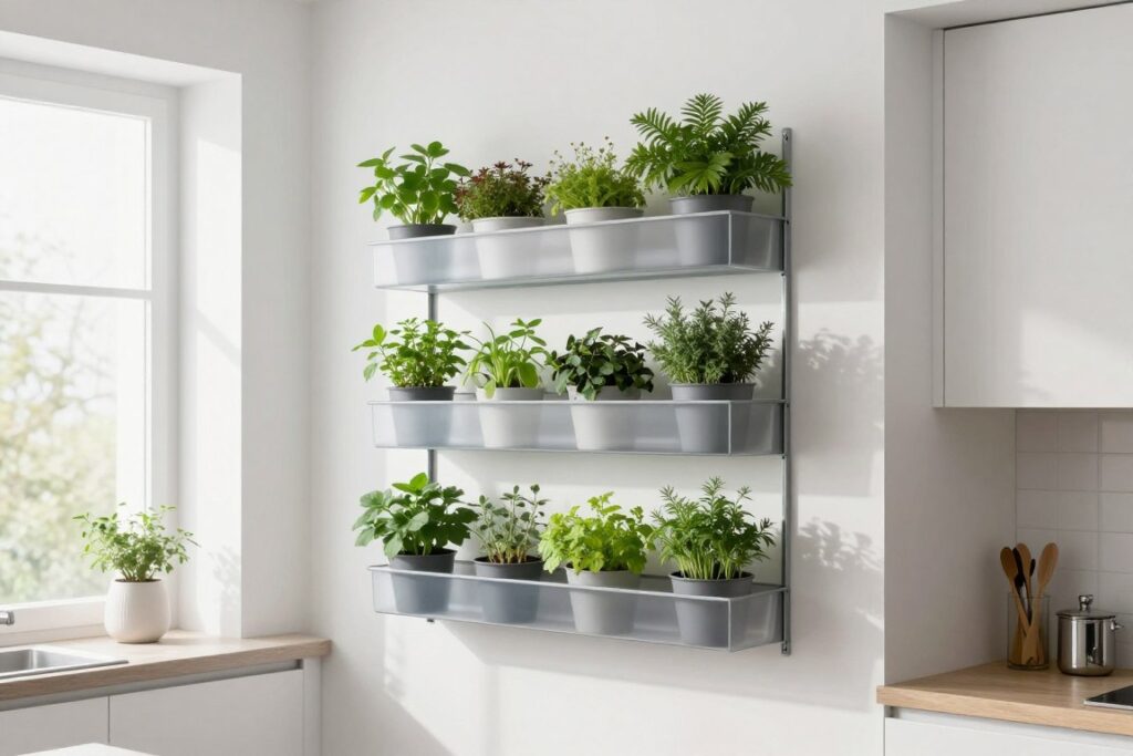 Vertical indoor herb garden space-saving solution for small apartments