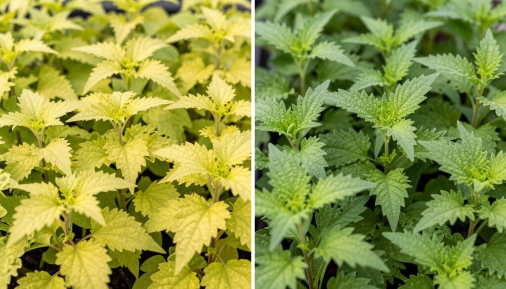 comparison showing overcrowded versus properly spaced indoor herb garden space