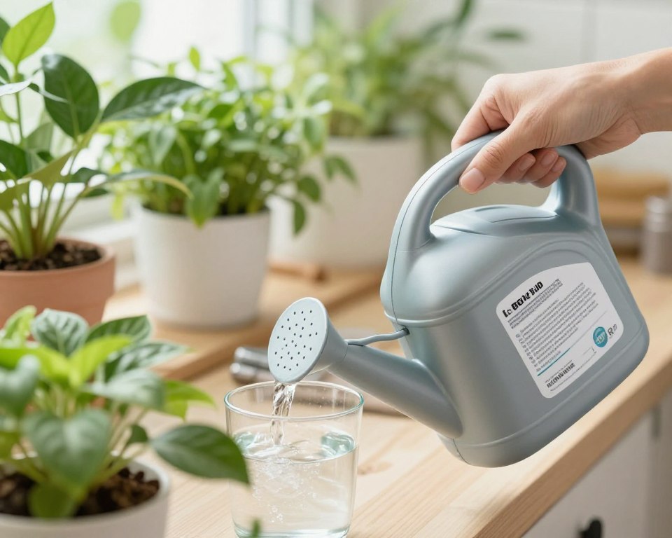 liquid fertilizer being mixed for container plants liquid fertilizer being mixed for container plants