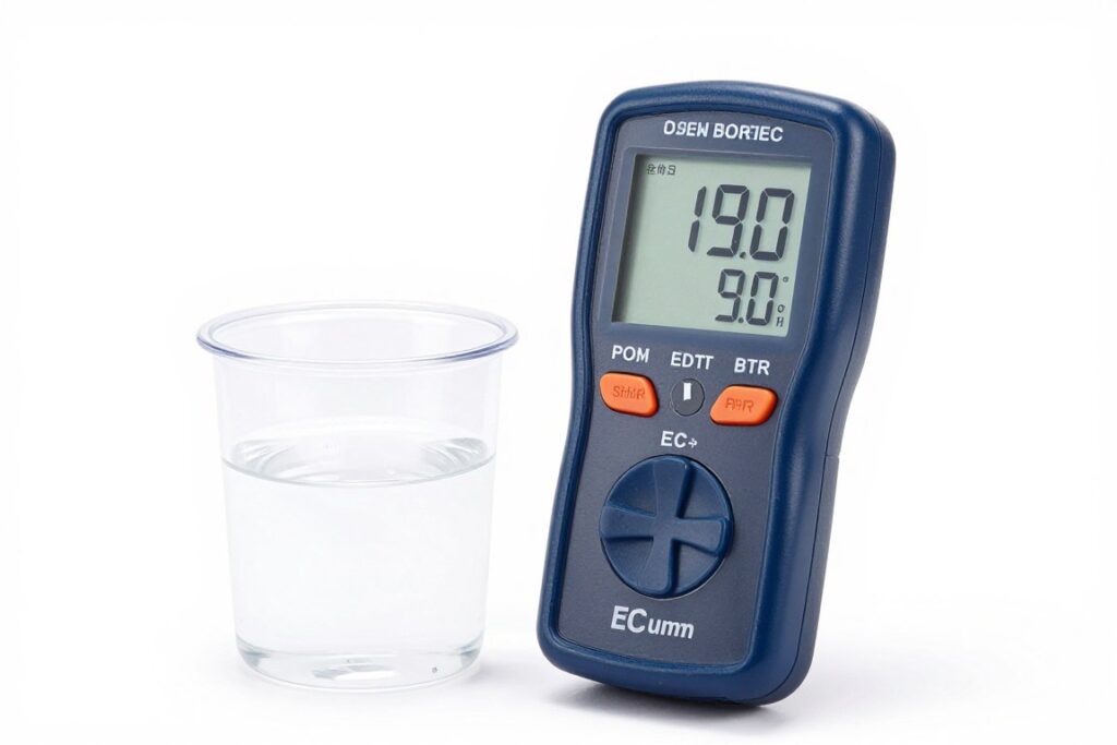 pH meter and EC meter testing hydroponic nutrient solution pH meter and EC meter testing hydroponic nutrient solution