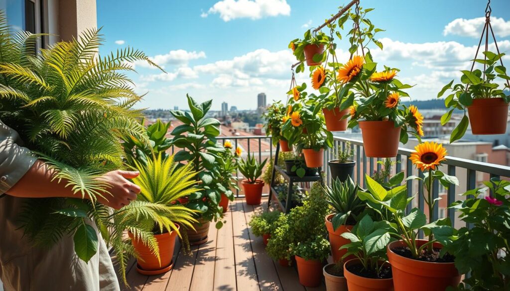 selecting plants for sun and shade balcony garden