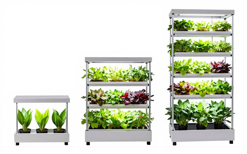 small medium and large scale hydroponic setups size comparison