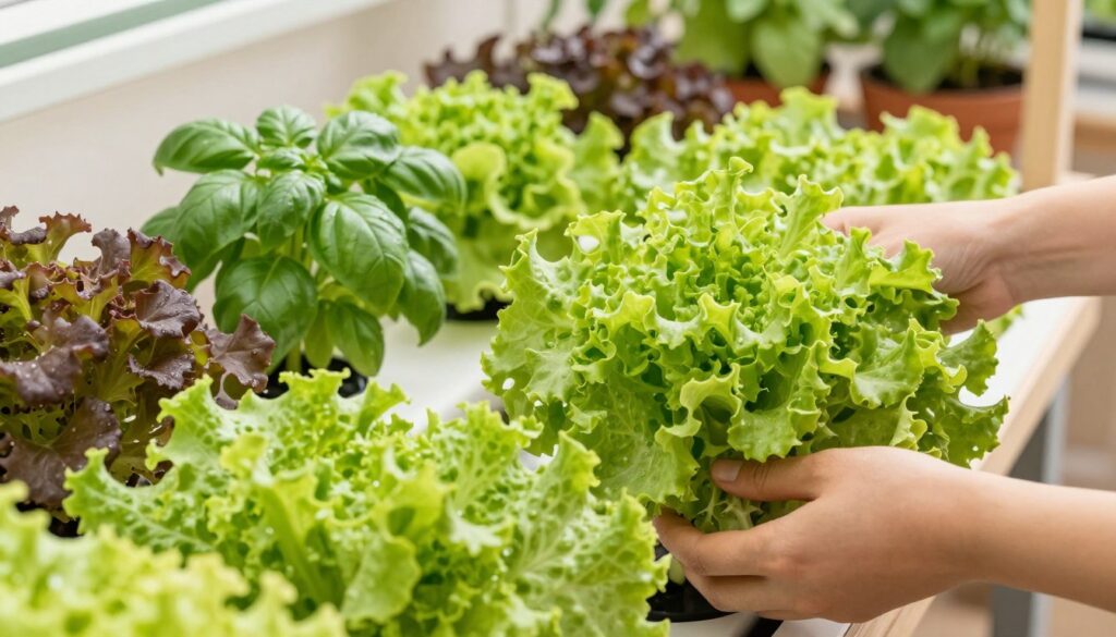 thriving home hydroponic garden with abundant fresh vegetables ready for harvest